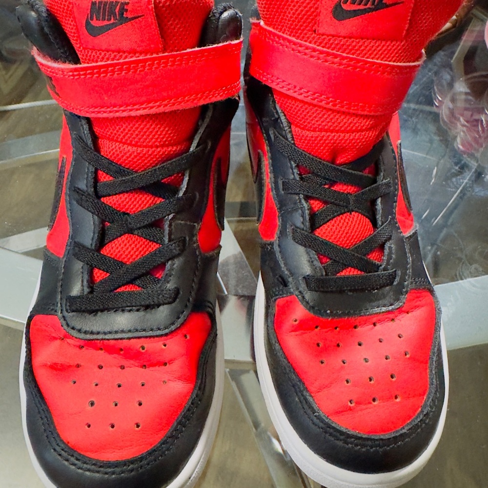 Nike Kids Red and Black High-Top Sneakers